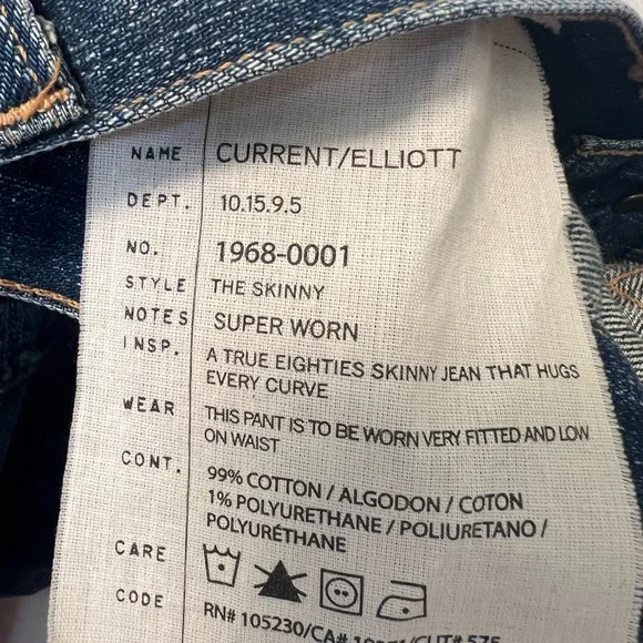Current Elliot The Super Worn Skinny Jeans Size 27 - Picture 8 of 8